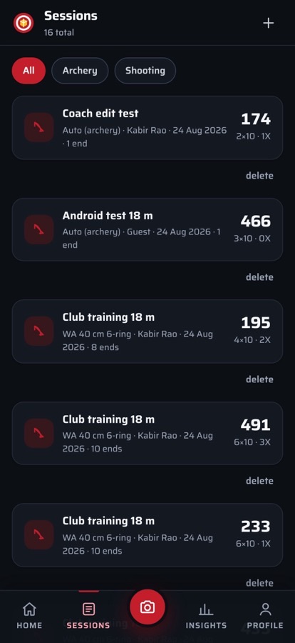 Three disciplines in the ScoreMyTarget app